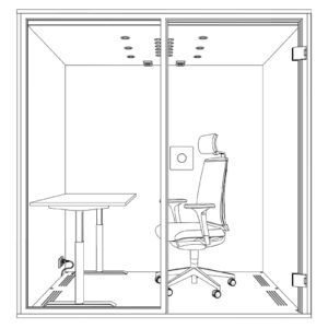 Consultez le croquis de la cabine acoustique Berlin Work